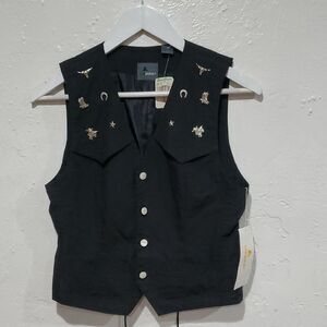 Vintage NWT Lizwear Western Style Vest with Silver Accents Size 2P